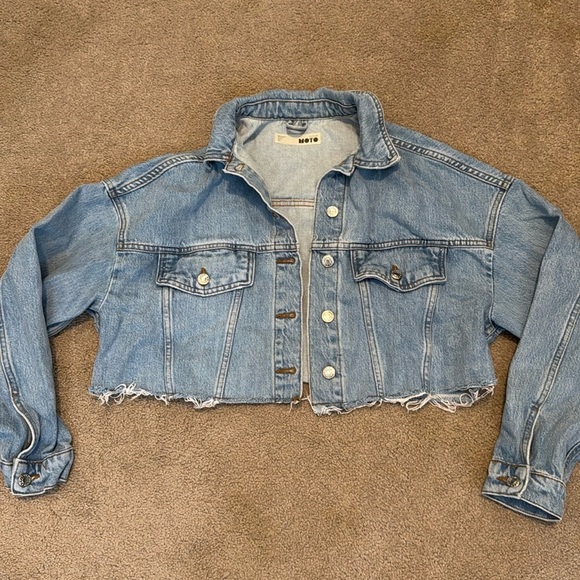 Topshop Jackets & Blazers - Topshop Moto Cropped Denim Jacket